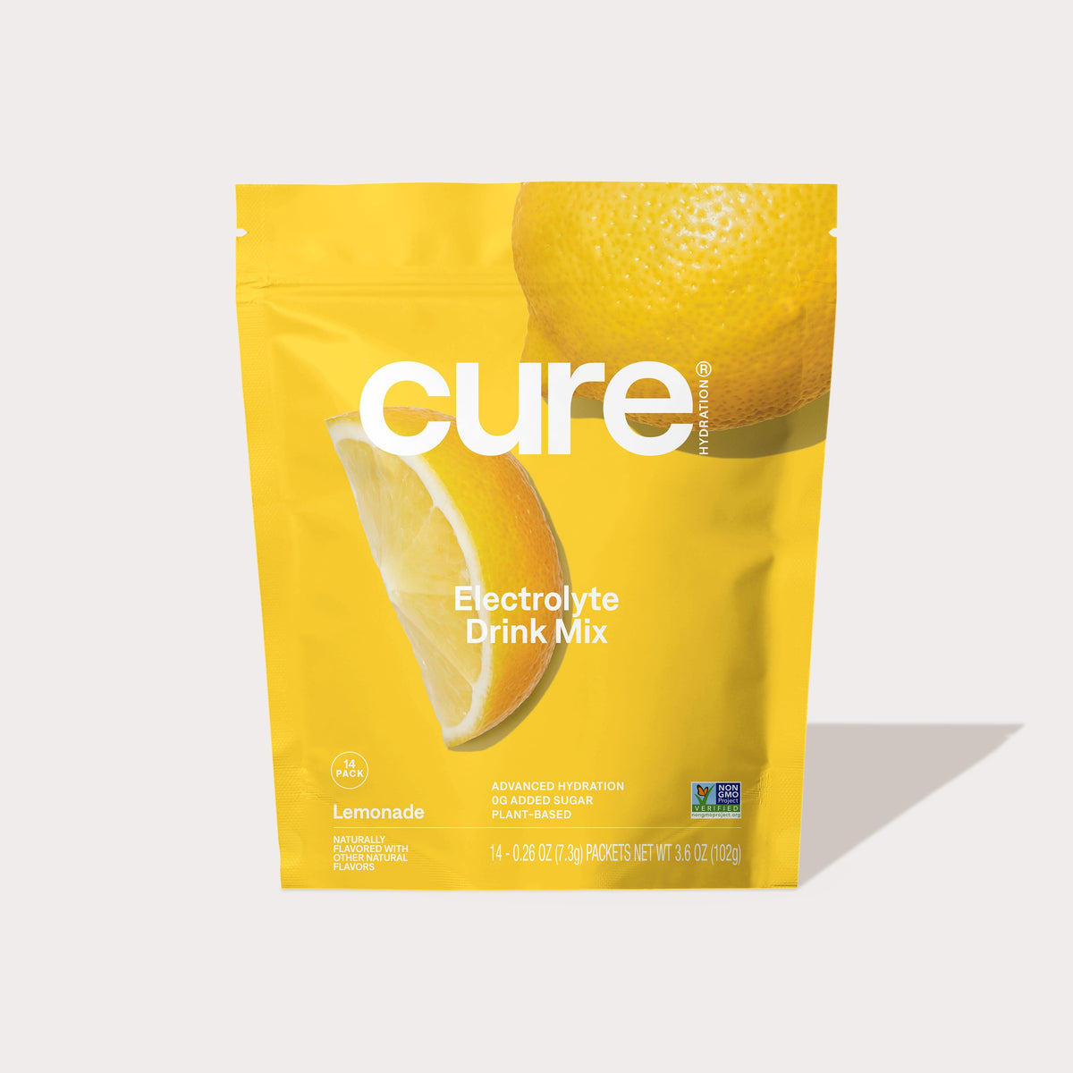 Cure Electrolyte Drink Mix Lemonade pouch with lemon wedge image
